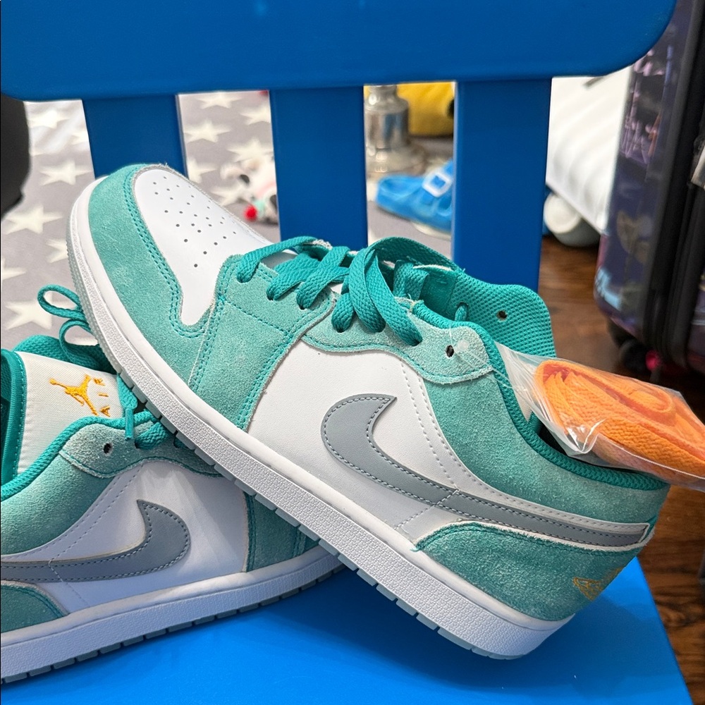 Jordan low Teal and White Sneakers brand new size 9.5 men’s size